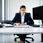 Professional investment portfolio manager, fully clothed in modest business attire, analyzing financial data at a modern office desk, safe for work, appropriate content, perfect anatomy, natural proportions, high-quality professional photograph.