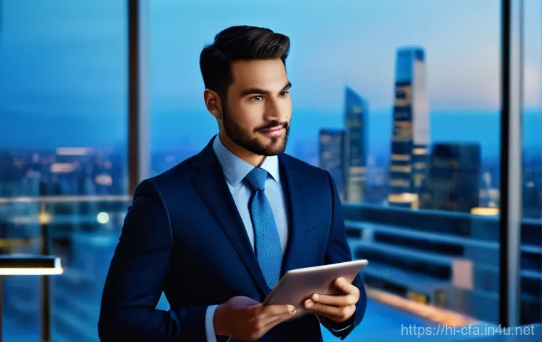 CFA와 글로벌 금융 네트워크 - **Prompt:** A confident and well-dressed male financial analyst in his early 30s, with a diverse bac...
