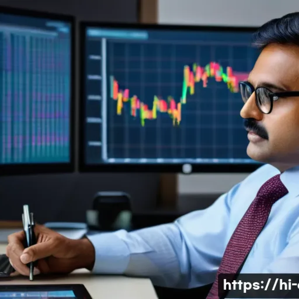 금융투자분석사와 글로벌 자산 배분 - A professional Indian financial advisor in a modern office setting analyzing global investment portf...