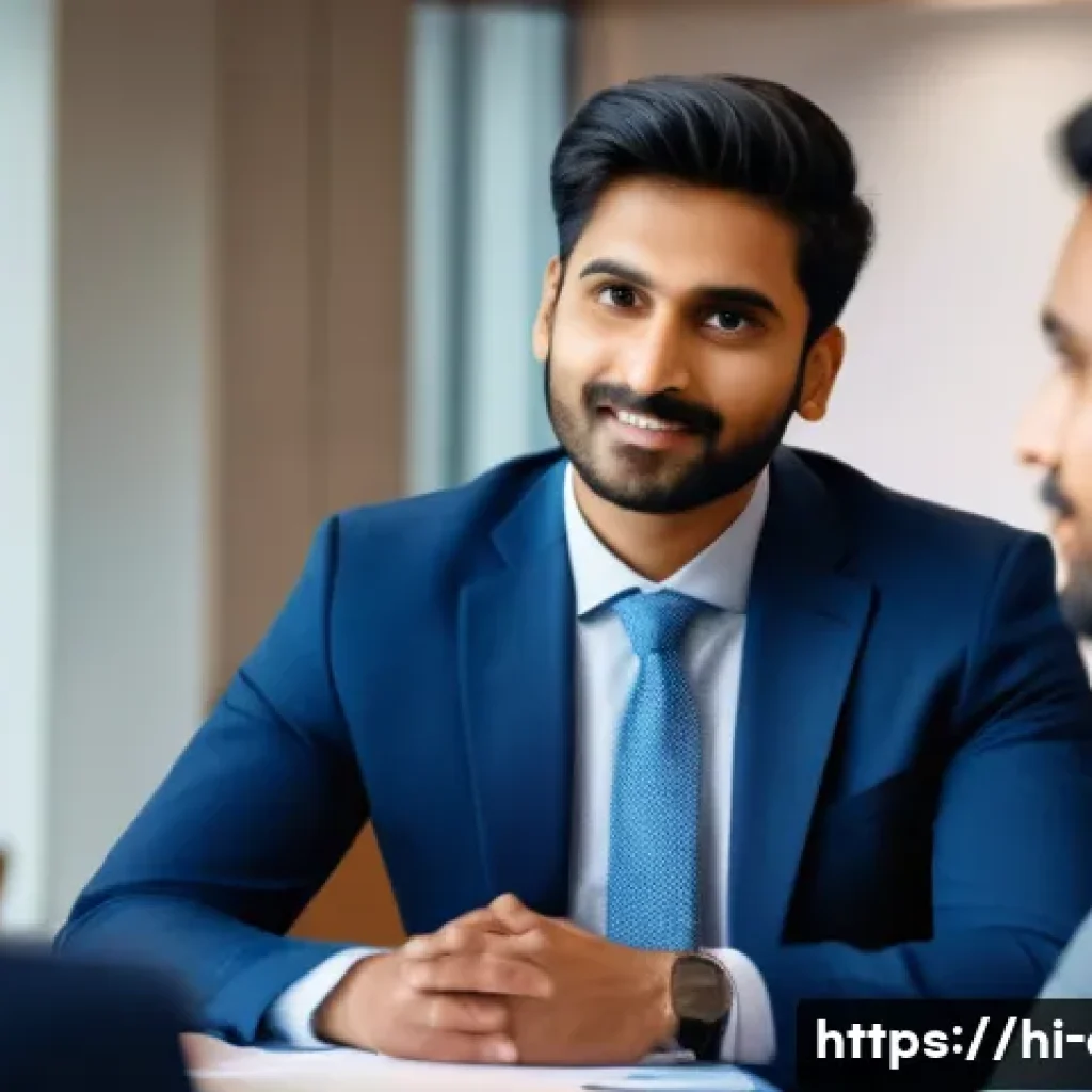 금융투자분석사로서의 네트워킹 기술 - A professional Indian finance investment analyst in a modern office environment, dressed in formal b...