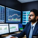 금융투자분석사의 목표 설정 방법 - A professional Indian financial analyst in a modern office setting, wearing formal business attire, ...