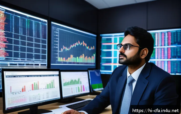 금융투자분석사의 목표 설정 방법 - A professional Indian financial analyst in a modern office setting, wearing formal business attire, ...