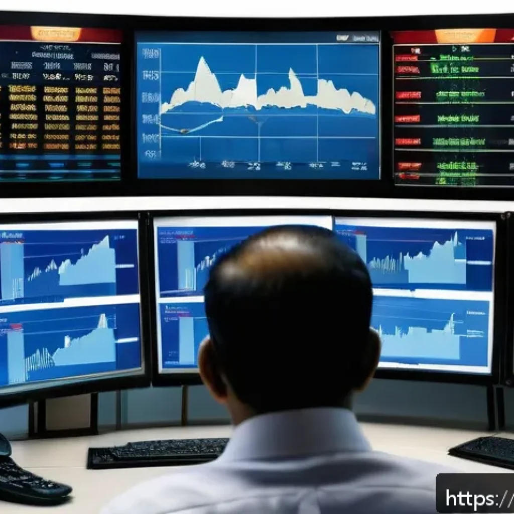 CFA와 리스크 관리 사례 - A detailed illustration of a modern banking risk management control room during the 2008 financial c...
