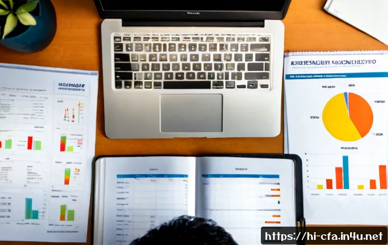 CFA와 FRM 자격증 비교 - Photorealistic overhead view of an Indian finance professional at a clean modern desk comparing two ...